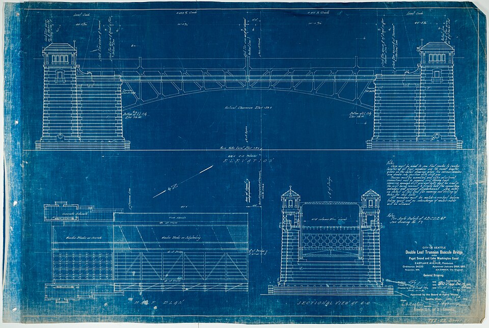 Blueprint of Seattle University Bridge